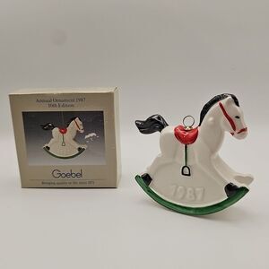 Vintage Goebel 1987 Rocking Horse Ornament West Germany Porcelain Original Box